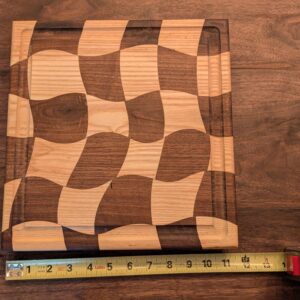 Black Walnut and Ash decorative wavy cutting board