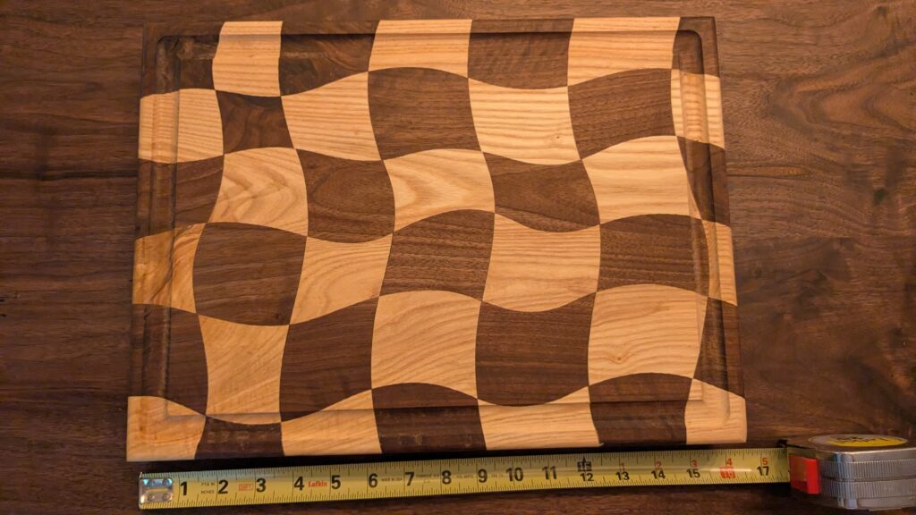 Black Walnut and Ash Decorative Wavy Cutting Board