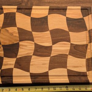 Black Walnut and Ash decorative wavy cutting board
