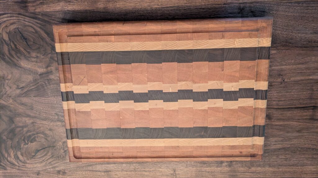 Black Walnut, cherry and Ash end grain cutting board